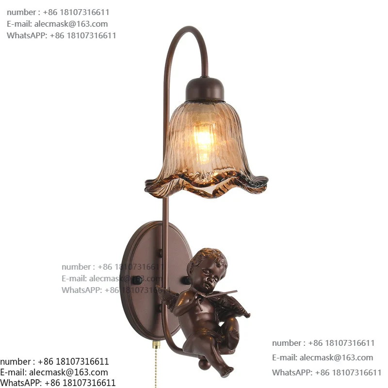 

French medieval style bedside wall lamp high sense creative retro living room bedroom