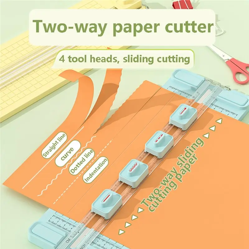 A86P-4 في 1 قاطعة ورق ثنائية الاتجاه، قاطعة ورق مكتبية يدوية، إرسال 4 رؤوس قاطعة، تصميم للمدارس والمكاتب والمنازل