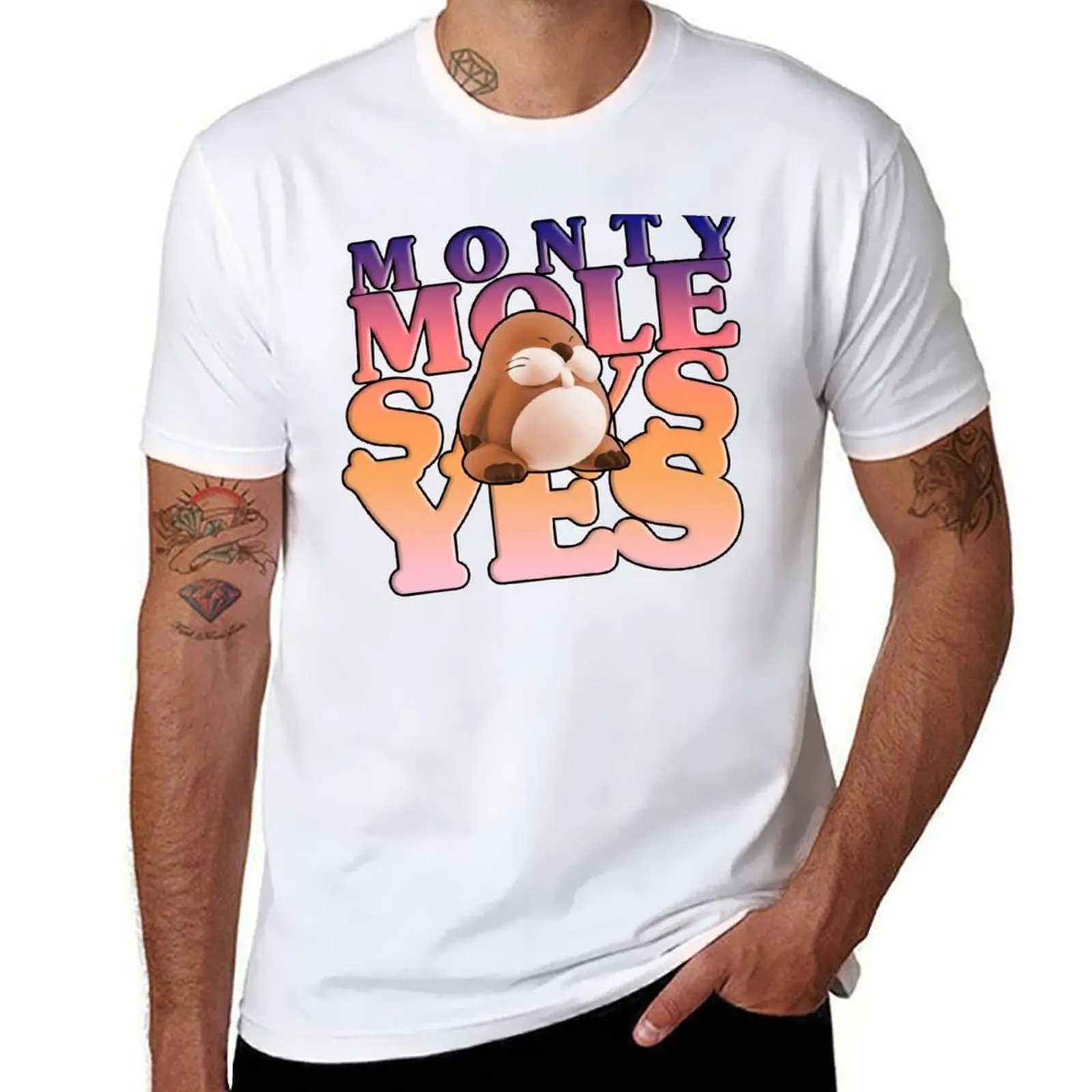 

Monty Mole Says Yes T-Shirt t shirts for man pack cotton man tshirt T-Shirt