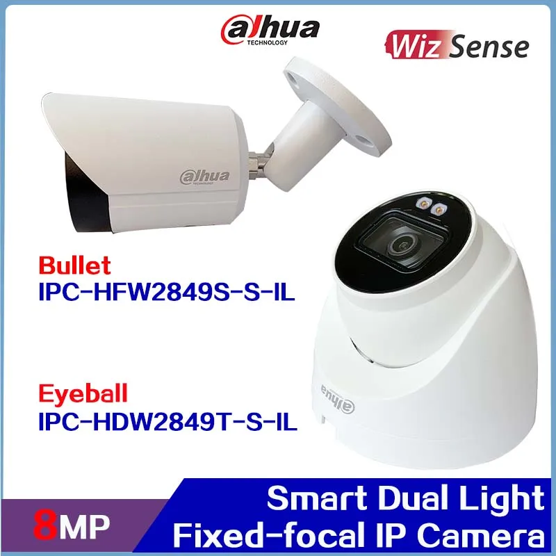 Dahua-cámara de red WizSense, IPC-HDW2849T-S-IL, 8MP, inteligente, luz Dual, focal fija