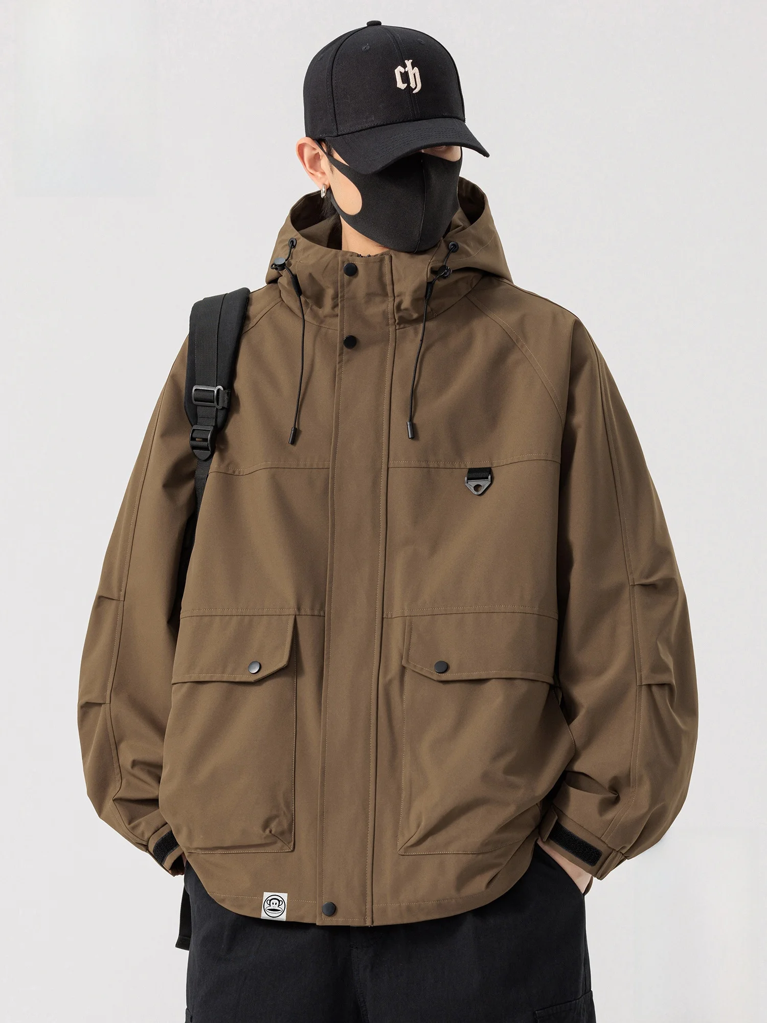 

PaulFrank Winter Hooded Cotton Jaet Men's New Trend Loose Warm Casual Outerwear Polyester Fiber Long Sve Zipper Closure