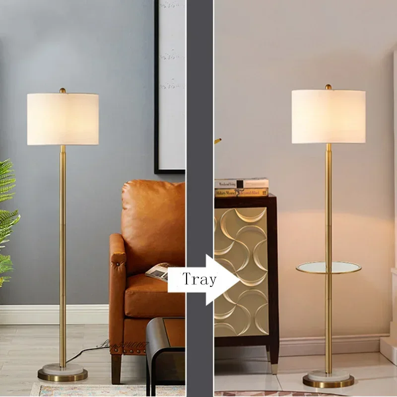 Modern luxury living room floor lamp Marble Base With tray vertical lamp Hotel bedroom sofa decoration standing light image 3