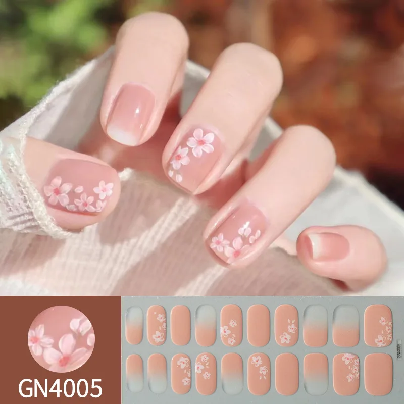 Ins Fashion Gel Nail Stickers para Mulheres, Não Precisa de Lâmpada UV, Unhas Francesas Completas, Tiras Patch, Sliders, Adesivo, Decorações Impermeáveis de Unhas