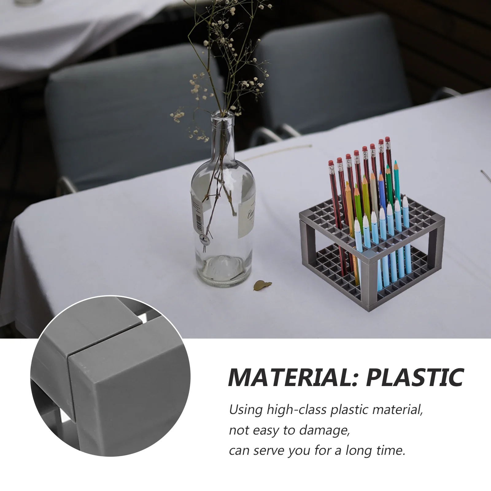 

2pcs Large Capacity Paintbrush Stand Multi Holes Pencil Brush Holder Desktop Storage Organizer Detachable Square Rack For Pens