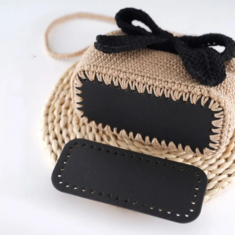 Oval Long Bottom For Knitted Bag PU Leather Bags Accessories Handbag Base Handmade With Holes Solid Color DIY Crochet Bag Bottom