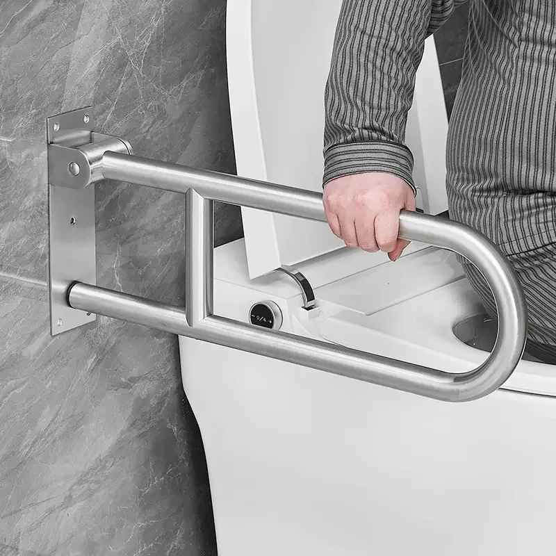 

Настенные складные U-образные поручни из нержавеющей стали с матовой отделкой для туалета, опорные поручни для ванной комнаты для людей с ограниченными возможностями