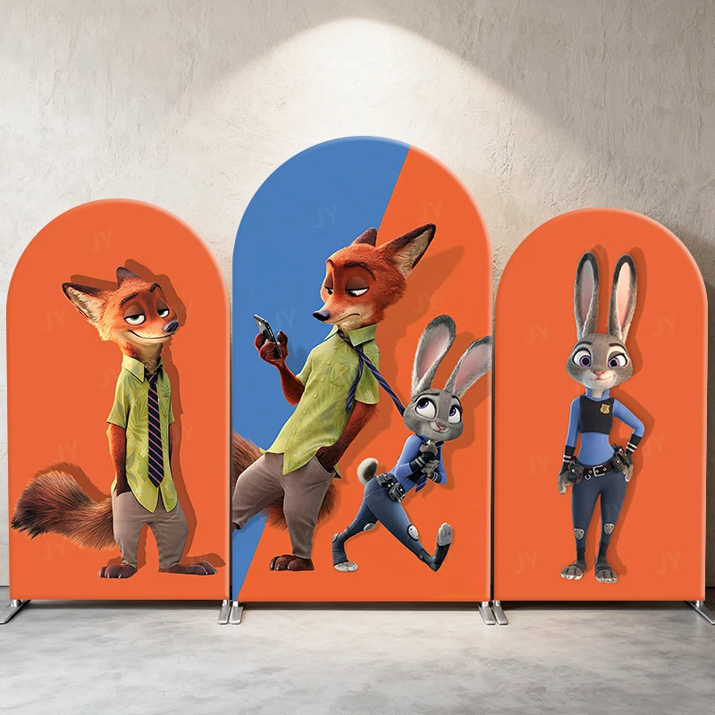 

Judy Nick Arch Backdrop Cover Zootopia Theme Party Decoration Photo Background Cloth Birthday Wedding Baby Shower Event Supplie