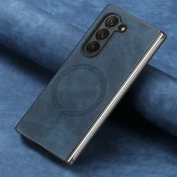 For Samsung Galaxy Z Fold 7 5G Magnetic Leather Back Case Coque Samsung Z Fold7 Case Phone ZFold 7 6 5 4 Folding Wireless Charge