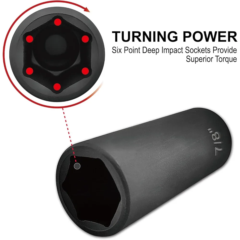 مجموعة مقابس تأثير المحرك 70 قطعة 1/2 بوصة، فولاذ Cr-V، SAE & Metric، مقابس قياسية/عميقة مع 72 مقبض بسقاطة للأسنان، شريط تمديد