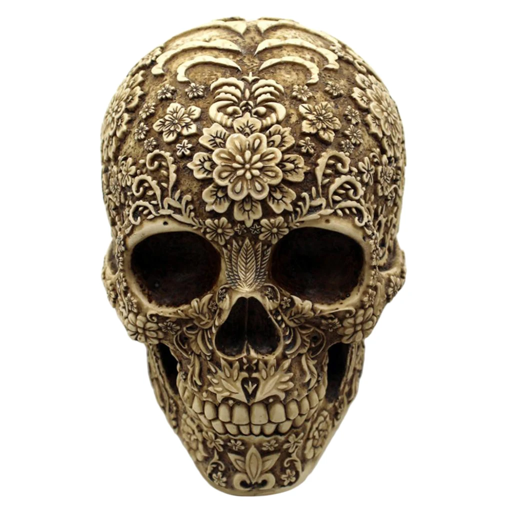 Halloween Decorations Outdoor Retro Skull Ornament Life Size Resin Skull for Festive Home Decor