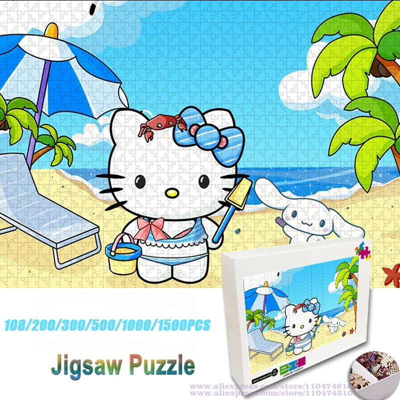 Sanrio Hello Kitty Cinnamoroll головоломка мультфильм аниме 108/200/300/500/1000/1500 шт. интеллектуальные головоломки для детей и взрослых Sanrio Hello Kitty Cinnamoroll головоломка мультфильм аниме 108/200/300/500/1000/1500 шт. интеллектуальные головоломки для детей и взрослых