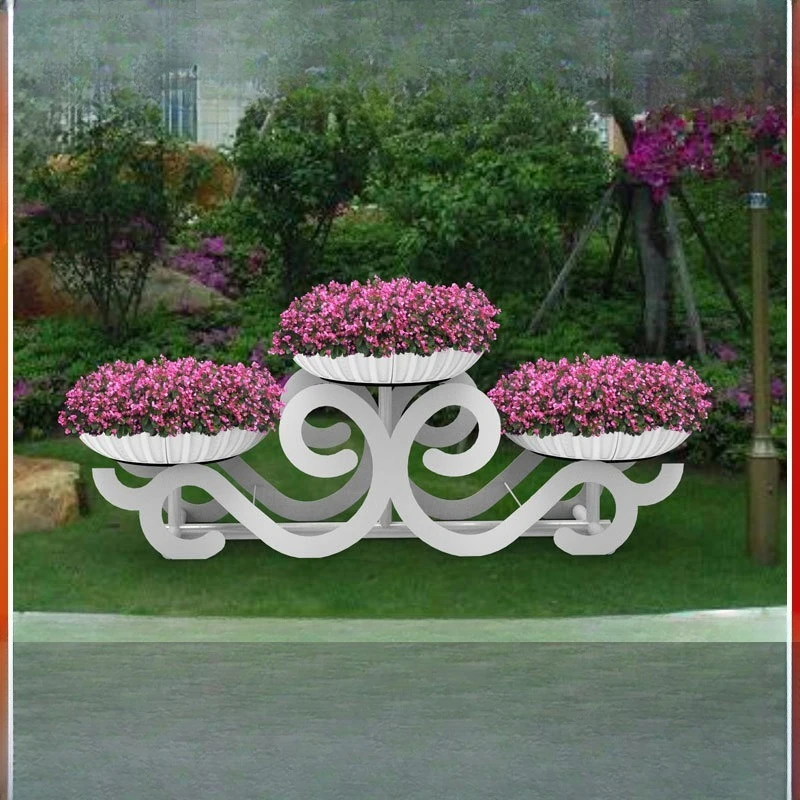 

Wrought ironstand city, lighting engineering combination art pot stand three-dimensional bed flower basket