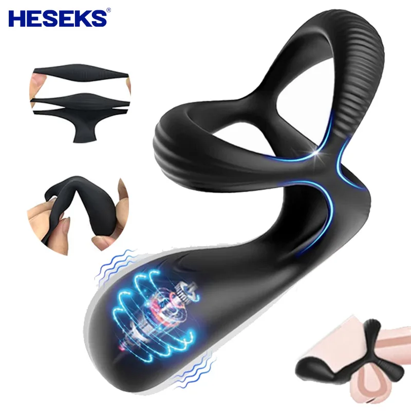 HESEKS Male Masturbation Cup Glans Vibrator Penis Exerciser Massager Adjustable Delayed Ejaculation Trainer Sex Toy For Men