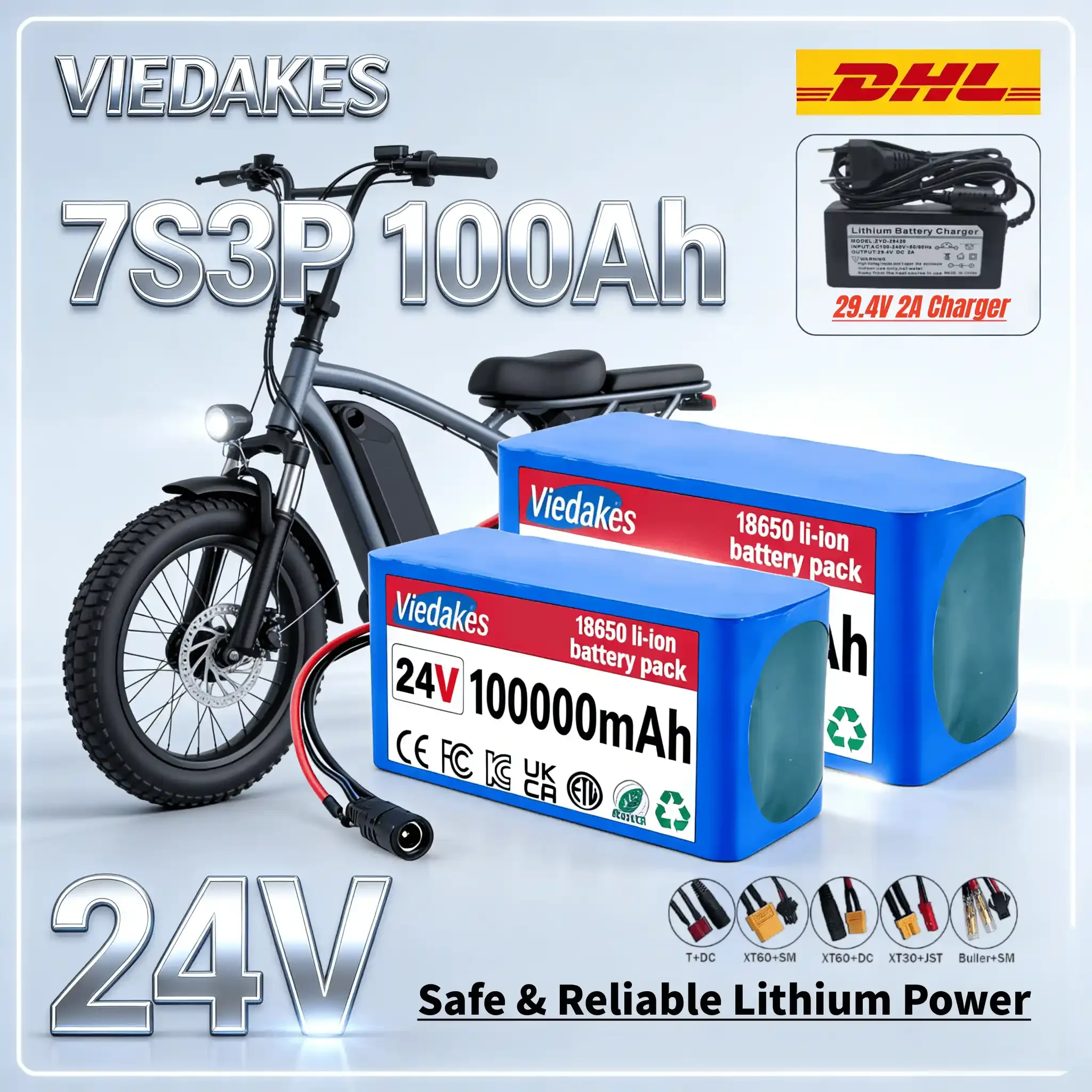 

VEDAKES 24V 10Ah Battery Pack with Charger for Electric Wheelchair and Energy Supply