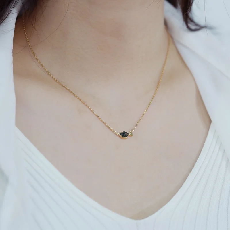 925 스털링 실버 천연 이끼 마노 목걸이, 여성용 보석, 기하학적 금 도금, 절묘한 숙녀 Gitfs, 5*7mm