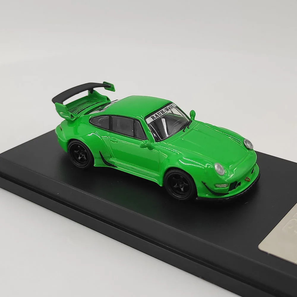 Diecast tarmac funciona escala 1:64 porsche rwb 964 asa traseira versão simulação liga modelo de carro brinquedo colecionável exibição de lembrança
