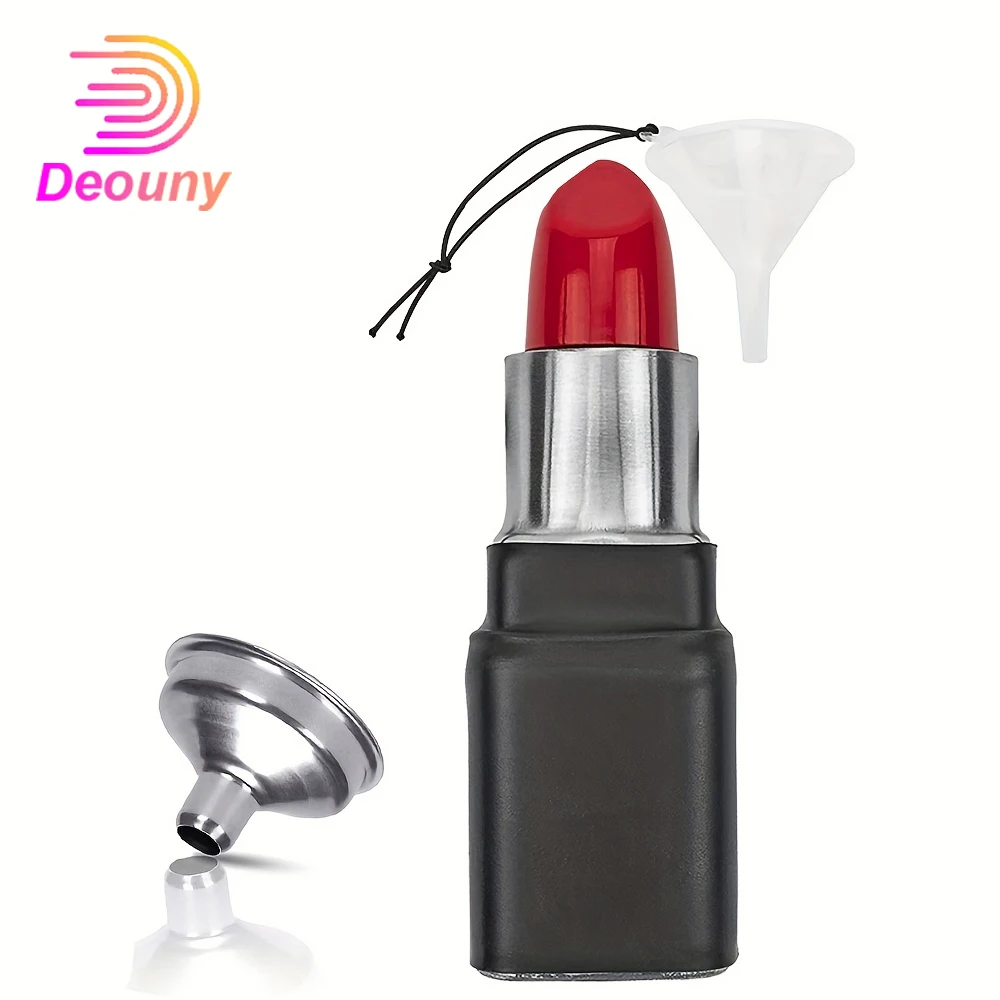 

DEOUNY 4OZ Red Lipstick Flask for Alcohol Portable Stainless Steel Hip Flask with Funnel Novelties Funny Whisky Flask for Party