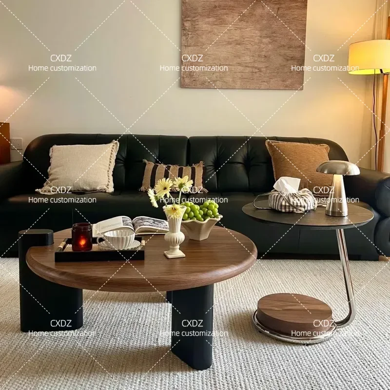 2026 New Medium Ancient Style Round Coffee Table High End Living Room Furniture Small Apartment Household Combination Side