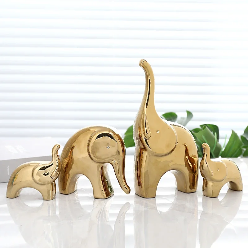 

Home Decorations 4pcs Elephant Set Ceramic Artifact Animal Statue Living Room Wine Cabinet TV Cabinet Decorative Accessories