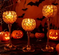 

Silver Crystal Candle Holder Candelabra Centerpiece, Tea Light Candlestick Holder for Wedding Decor, Dining Table, Home, Party H