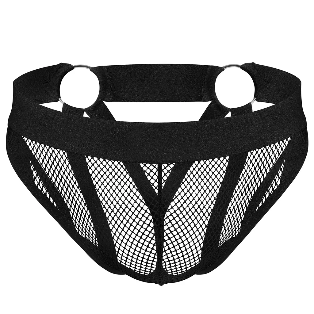 Men's Fishnet Mesh Briefs, See-Through Hollow Out Elastic Triangle Underwear