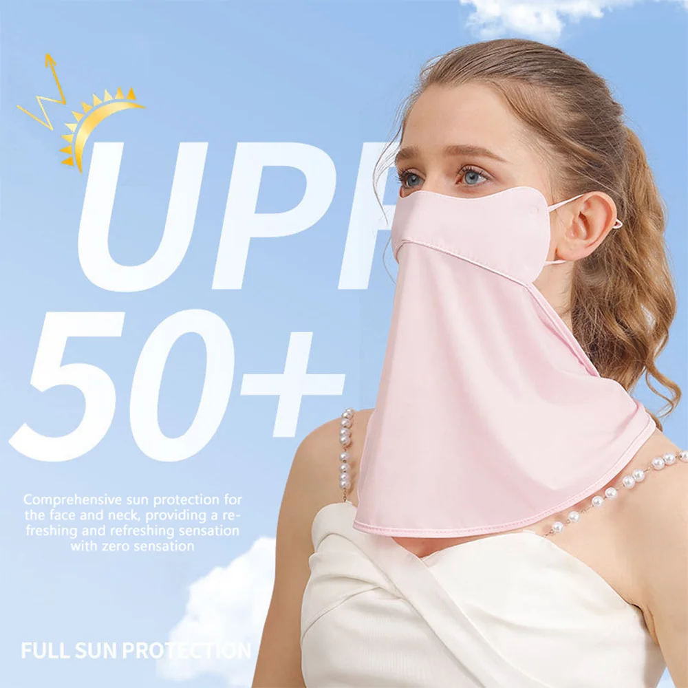 

Новая солнцезащитная маска UPF50 + из ледяного шелка, дышащая ветрозащитная маска для лица, защита от УФ-лучей, защита шеи, подвесная маска для ушей