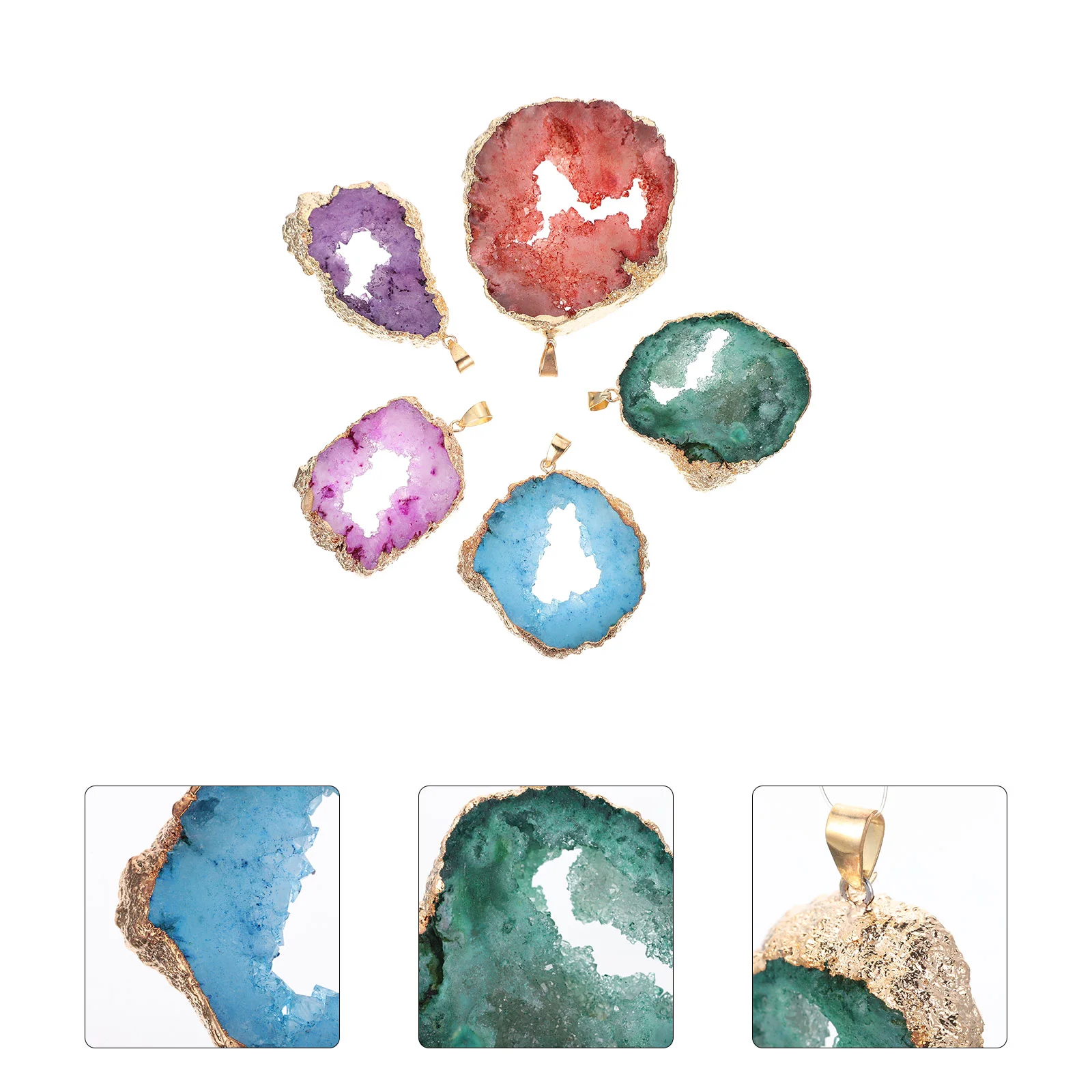 

5 Pcs Sweater Agate Geode Pendant Earring Charm Stone DIY Pendants Jewelry Charms