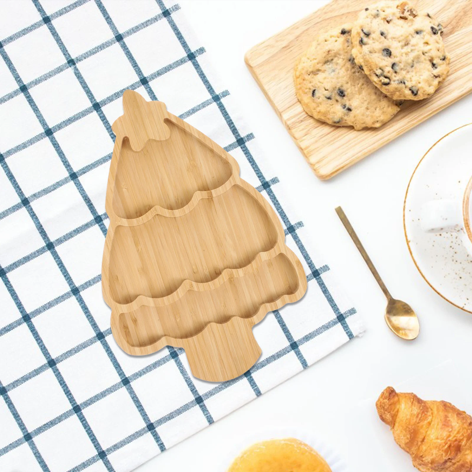 

Christmas Tree Shaped Bamboo Plate Dessert Tray For Snacks Fruits Nuts Cupcakes Appetizer Serving Dish Party Plate