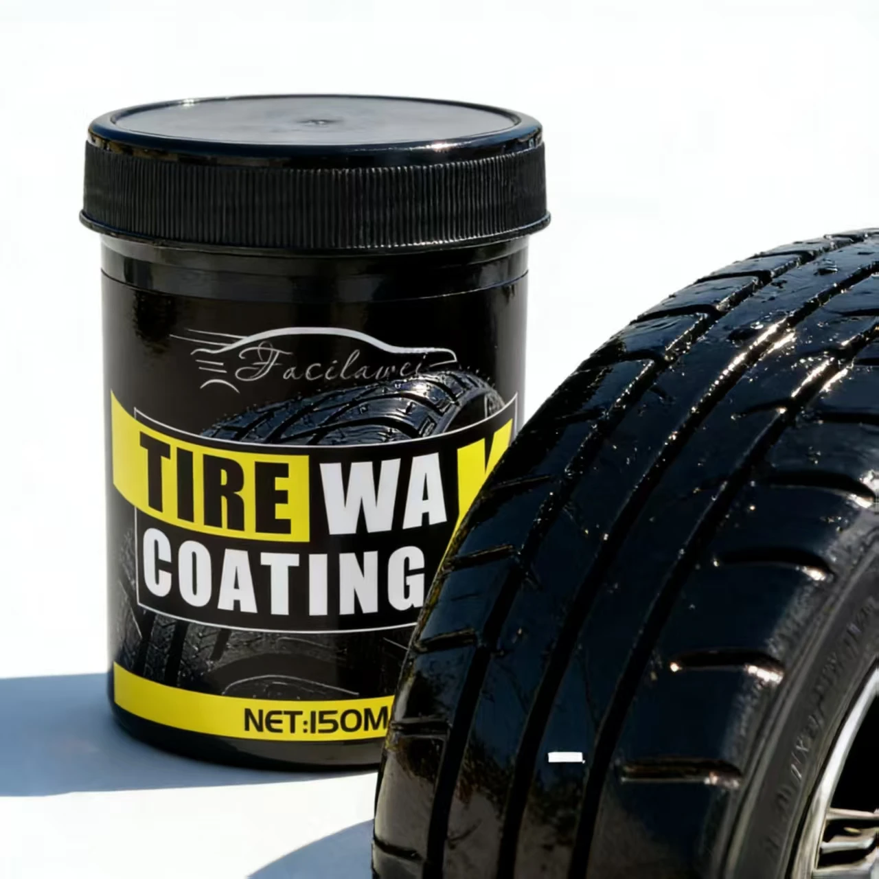 Facilawei Revêtement de cire pour pneus pour BNM – Revêtement de protection des pneus de voiture 150ML, Brillance longue durée et Soins des pneus durables, Pro des pneus de véhicule