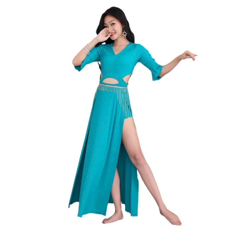 Customized Belly Dance Costumes Women's New Outfit Sexy Hole Digging Dress Performance Clothes Practice Dress
