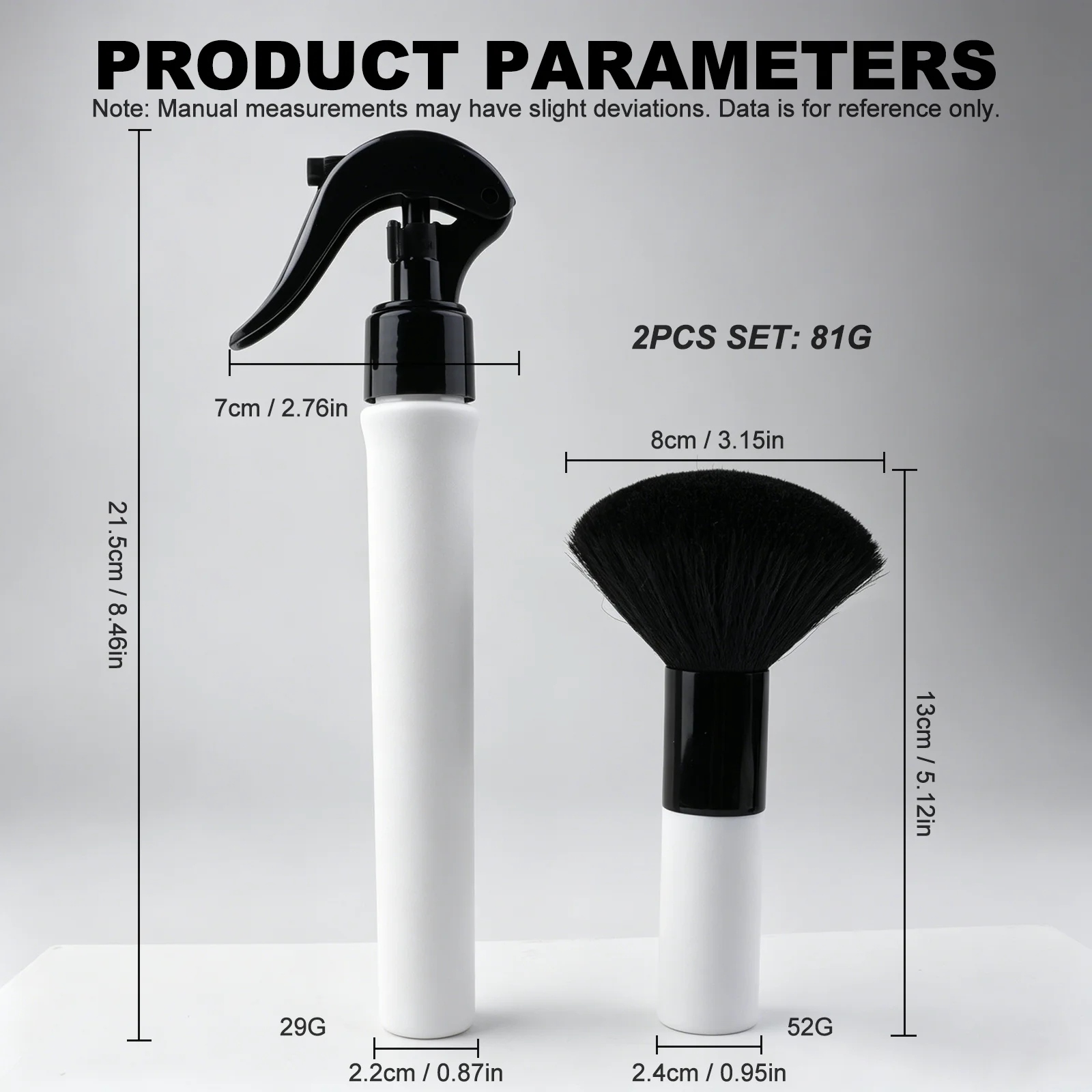 2-teiliges Set Professionelle Friseurwerkzeuge 30ml Barbier Feinsprühflasche Nackenbürste Reinigungsbürste Salon Haarschnitt Zubehör – Detail 2