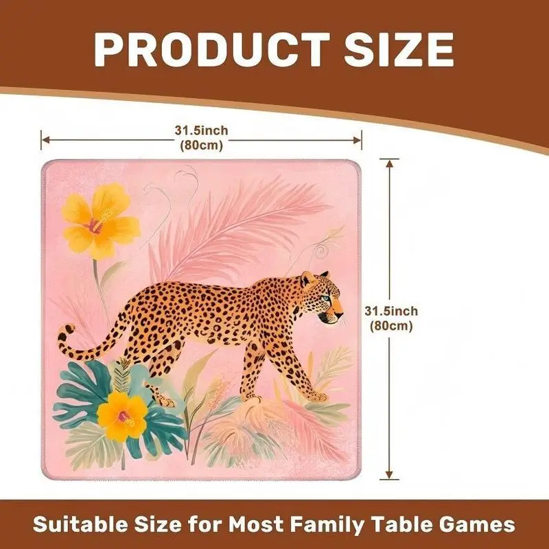 VIKAMA Nude Pink Tropical Leopard Mahjong Mat Soft Noise Reducing Ins Style Family American Mahjong Cover Non Slip Washable