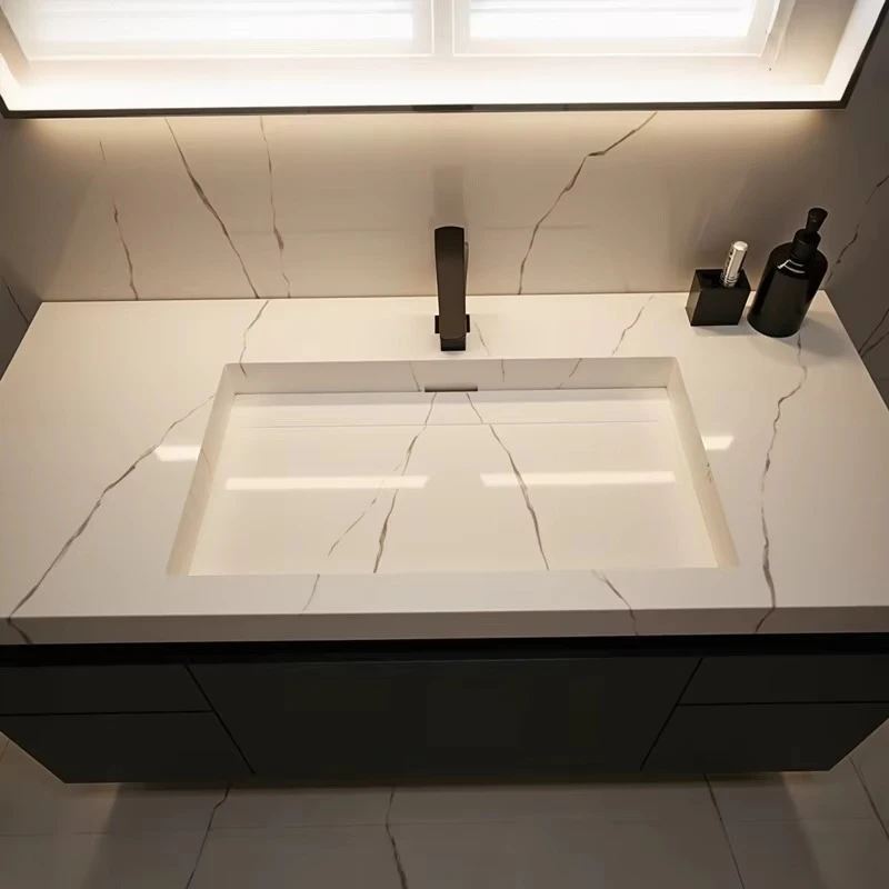 Factory Direct 2026 Marble Pattern Wash Basin Modified Acrylic Solid Surface Wall Hung Bathroom Basins Bathroom Sink