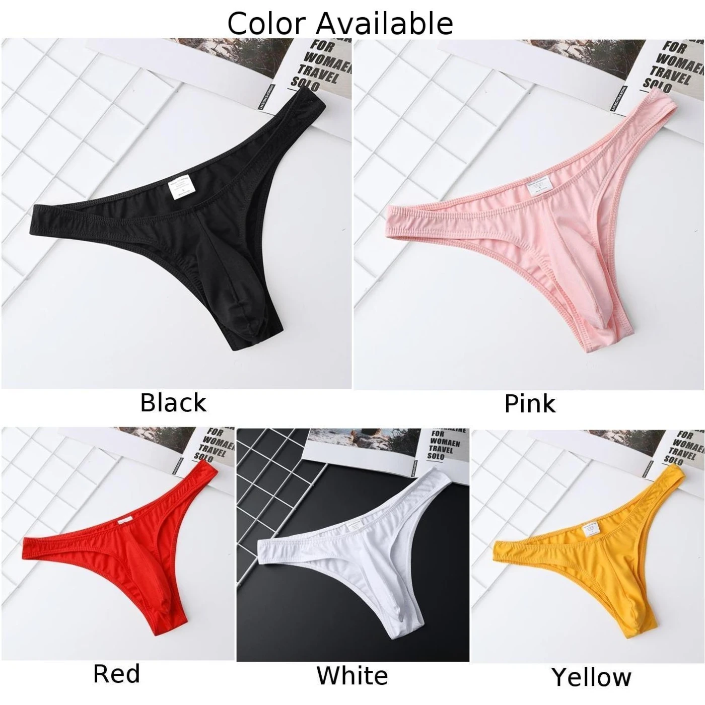 Совершенно новые мужские трусы-стринги, однотонные повседневные стринги с Т-образной спинкой, стринги с бандажами, треугольные трусы с низкой посадкой