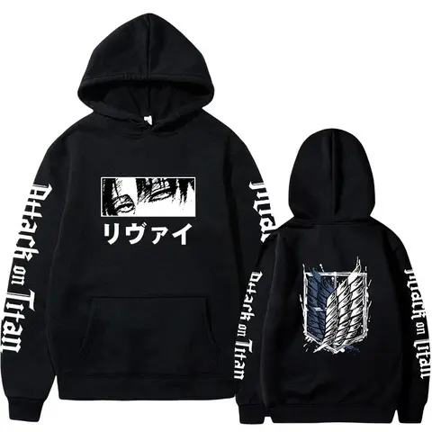 Men Hot Anime   Attack on Titan Levi  Manga Sweatshirt Harajuku  Print Autumn Fleece Hoodies Long Sleeve Pullover Clothing