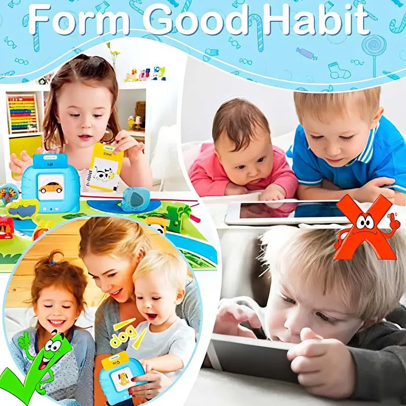 بطاقات فلاش ناطقة على شكل قطة ألعاب تعليمية مبكرة للأطفال الأولاد والبنات ما قبل المدرسة تعلم آلة القراءة هدية تفاعلية للأطفال #2