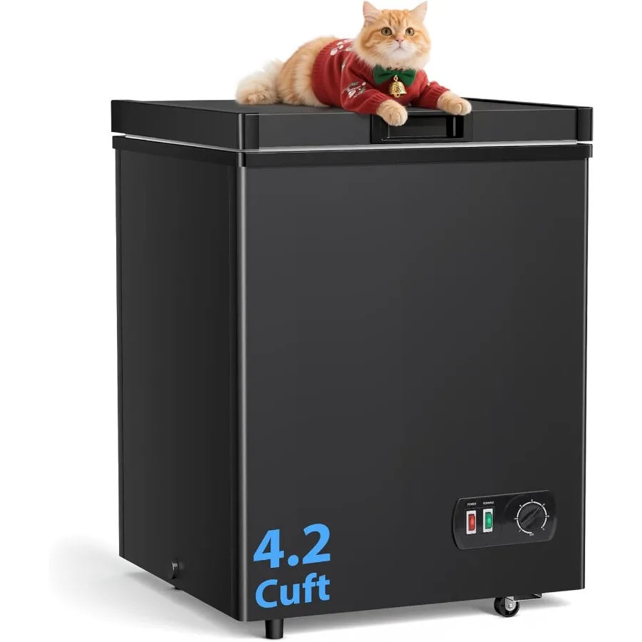 

Compact 4.2 Cu.Ft Mini Deep Freezer with Removable Basket for Efficient Food Storage in Small Spaces Ideal for Home Apartment O