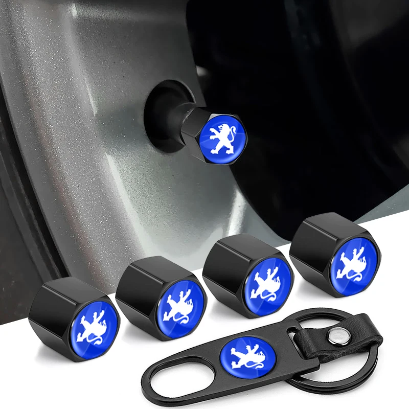 

Car Keychain Keyring Tire Valve Cap Car Styling Accessories For Peugeot 407 3008 307 308 206 508 208 207 607 106 301 408 5008