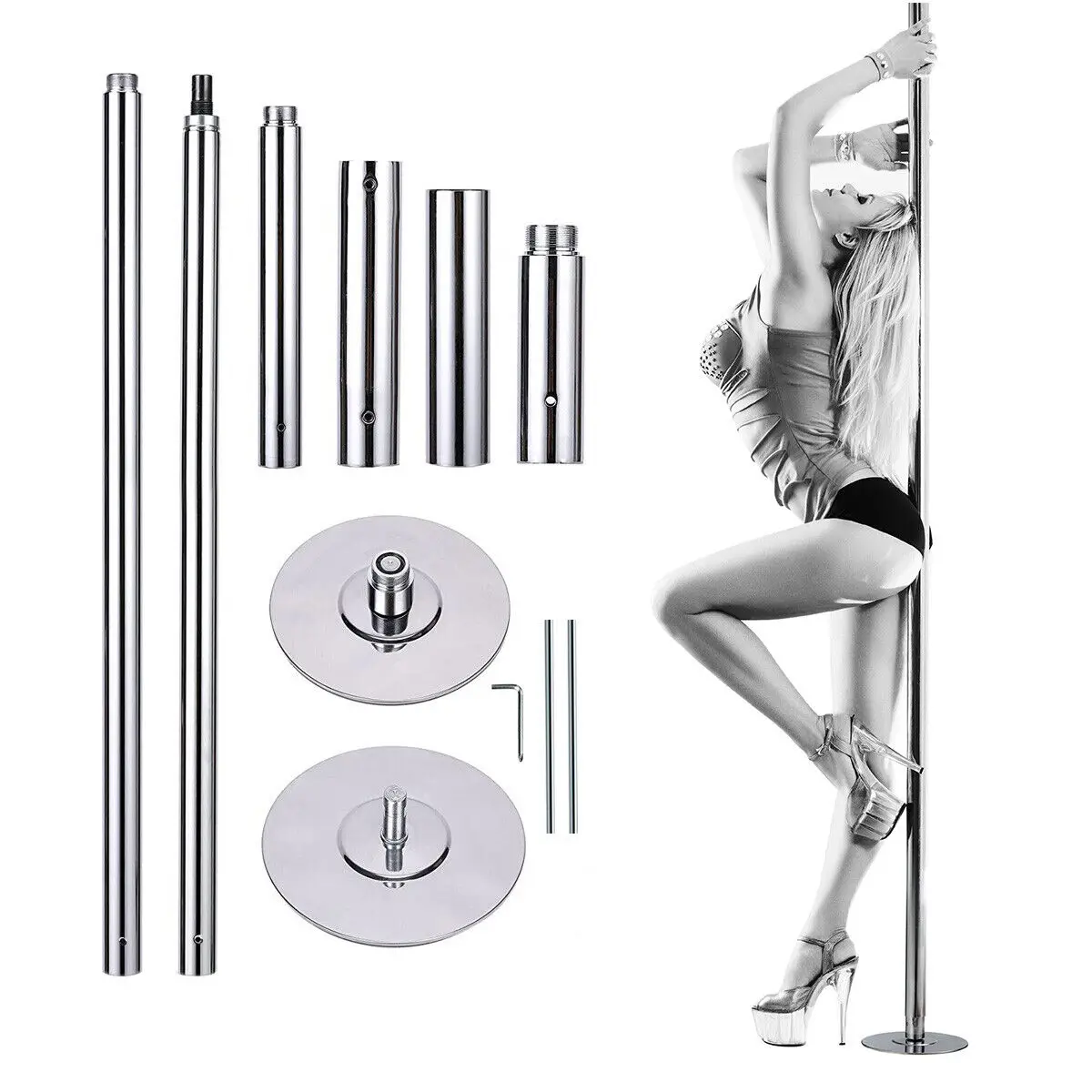 Removable Adjustable Stainless Steel Portable Firm Dance Pole Tube Spinning Dance Stripping Pole