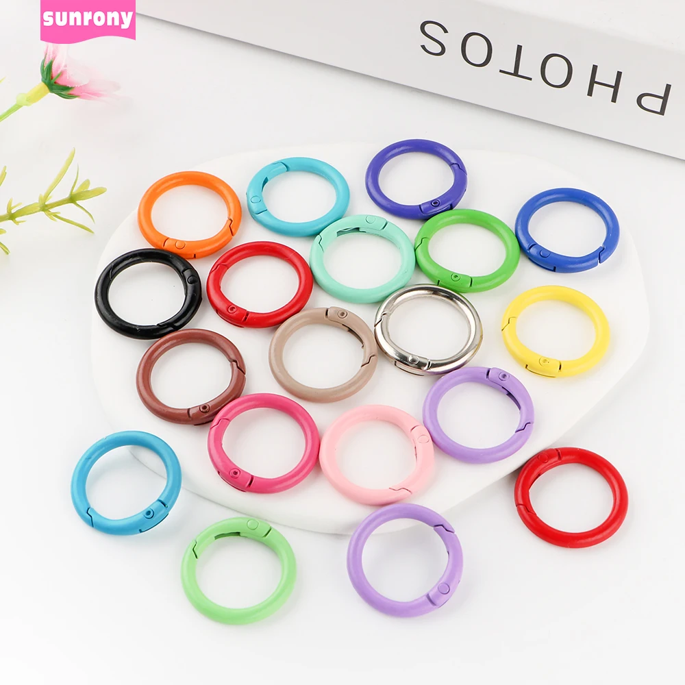 5 sztuk/partia 25mm metalowy O-ring zapięcie sprężynowe otwierany okrągły karabinek brelok do kluczy z klipsami hak łańcuszek dla psa DIY biżuteria klamra akcesoria