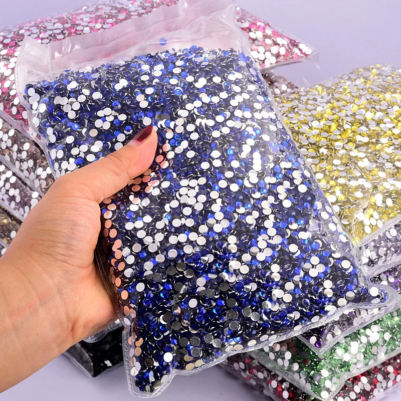 14400Pcs Wholesale SS3-SS20 Glass Flatback Rhinestones Bulk Glitter Glue Crystals Rhinestone For Diy Crafts Nail Art Clothes