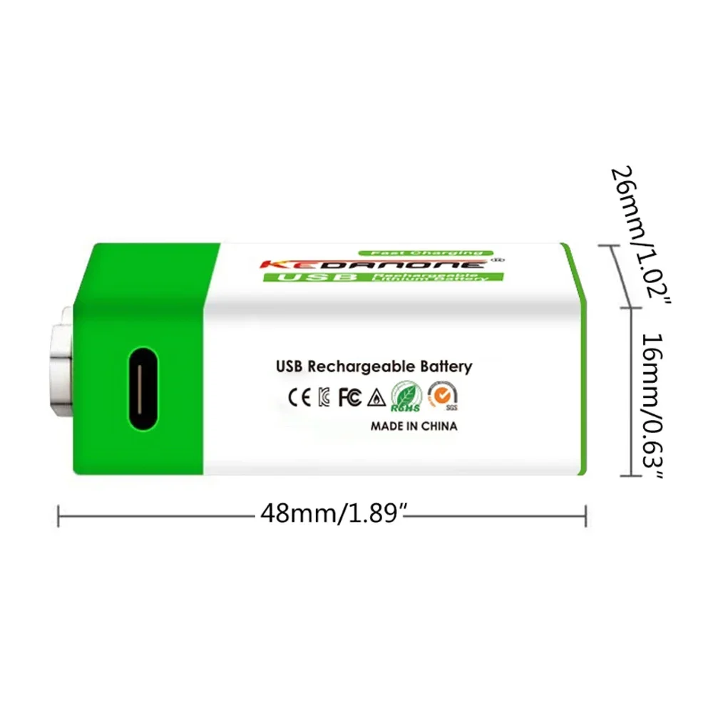 ใหม่แบตเตอรี่แบบชาร์จไฟได้ลิเธียมไอออน9 V 12800mAh แบตเตอรี่ USB Type-C, เครื่องตรวจจับโลหะ9โวลต์มัลติมิเตอร์ไมโครโฟนลิเธียม + สายเคเบิล