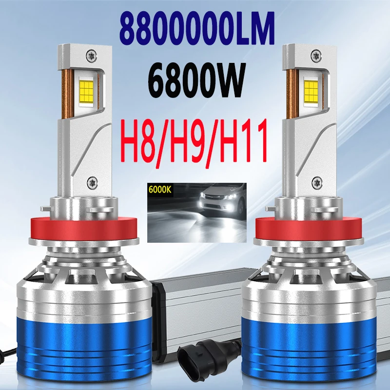 

2Pcs H11 LED Car Headlights H8 H9 Super Bright 8800000LM Canbus High Power 6800W Lamp LED Bulb Turbo Lamp 6000K White 12V 24V