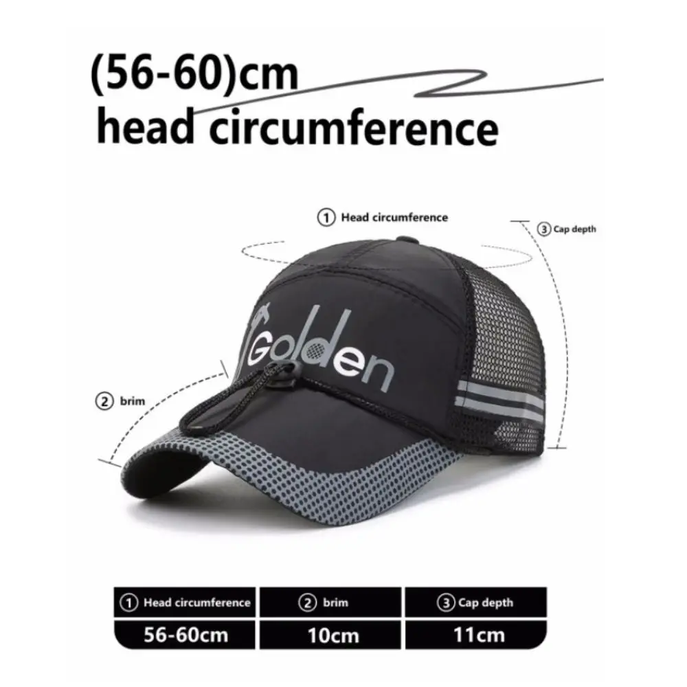 Portable Quick Dry Mesh Men's Hats Breathable with Windproof Rope Baseball Caps Solid Color Sun Protective Hats Summer