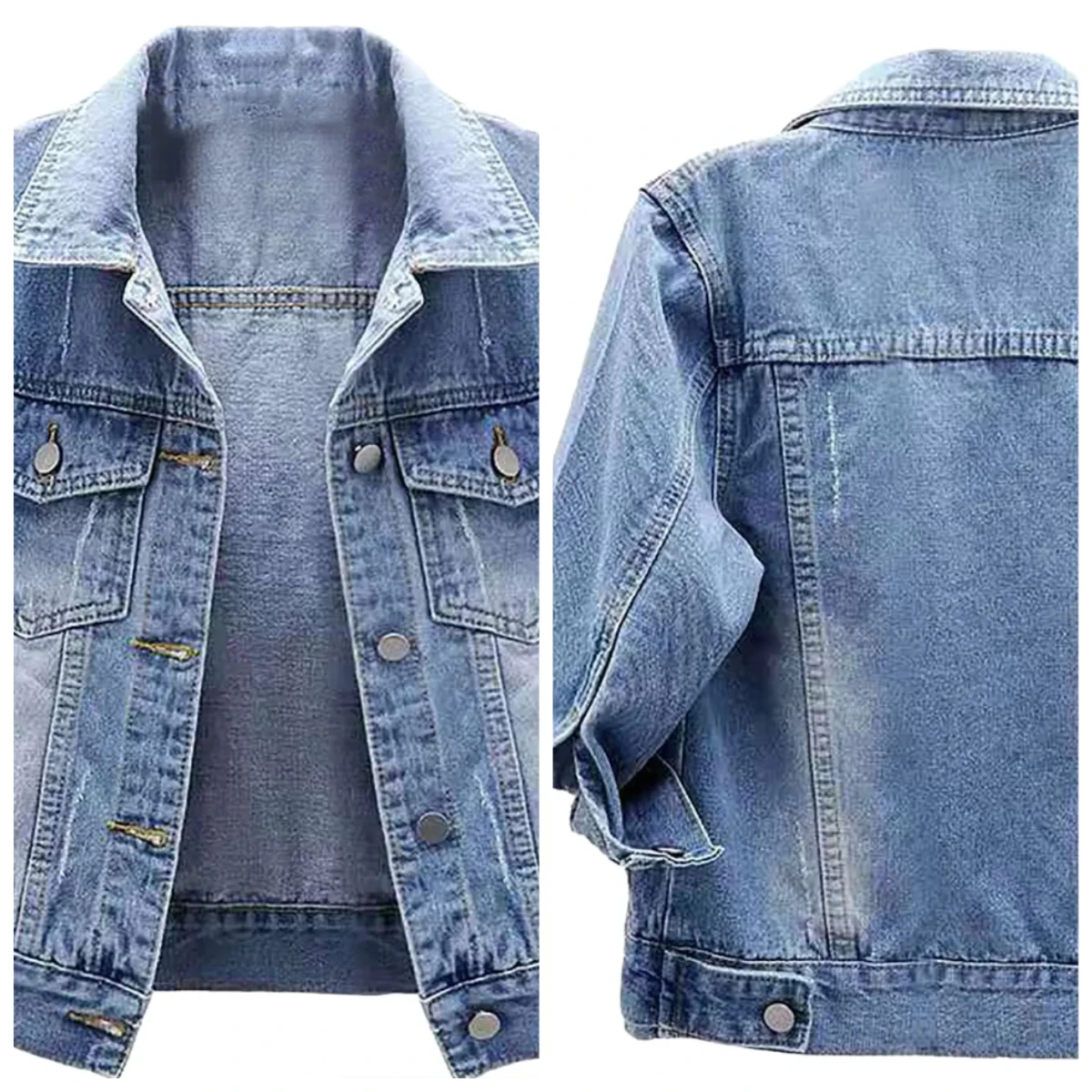 Jean Jacket For Women Female Long Sleeve Lapel Neck Outwear Vintage Loose Jackets Female Solid Color Lapel Lady's Commuter Coats