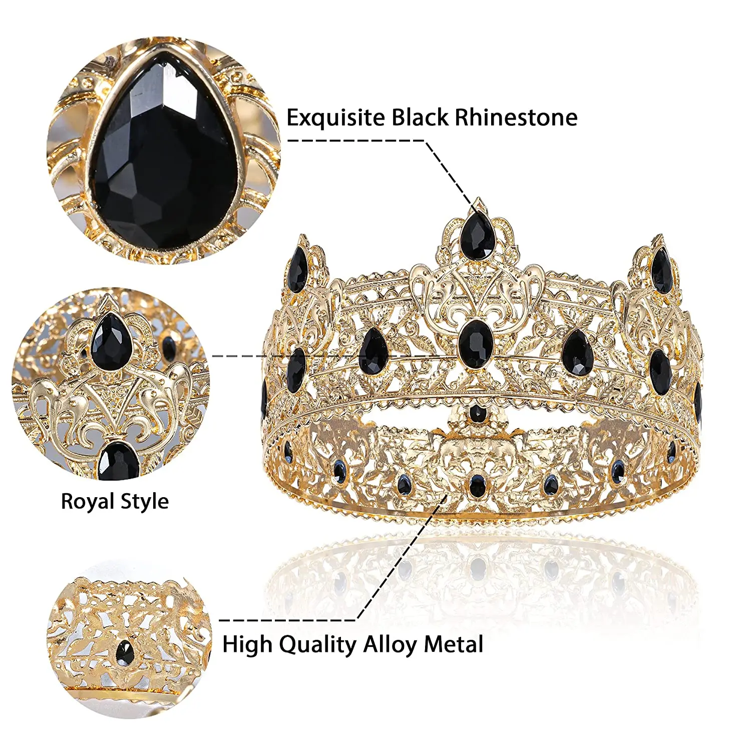 Gold  Crowns for Men  Crown with Red Rhinestone, Birthday gift for Men Wedding Cosplay Homecoming Prom Party Decor