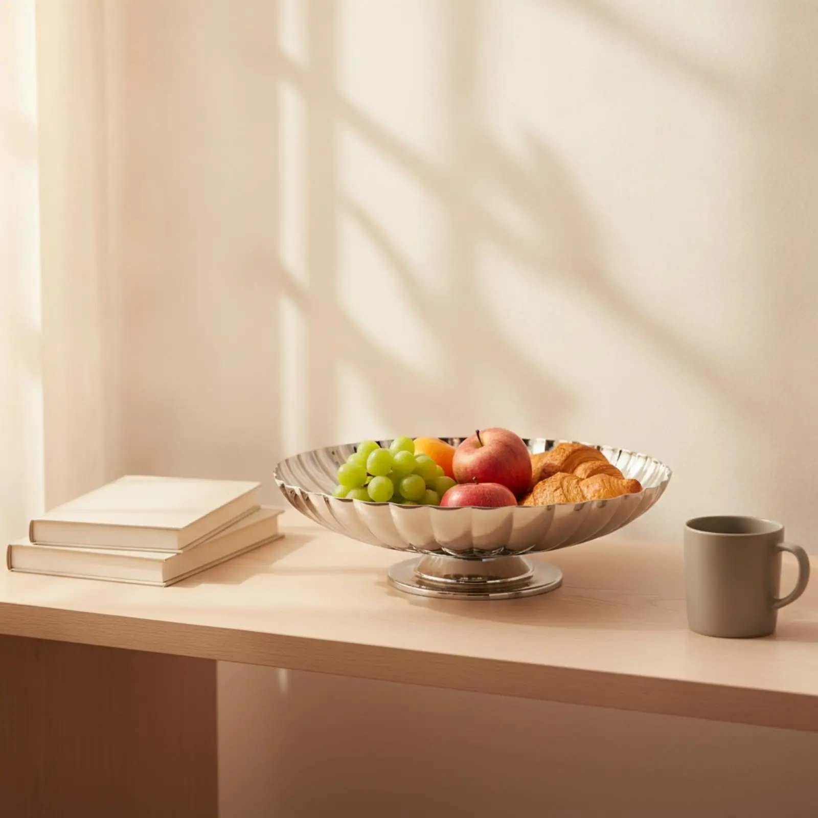 Raised Base Industrial Tray Durable Stainless Steel Contemporary Snack Serving Bowl for Dining Room Display