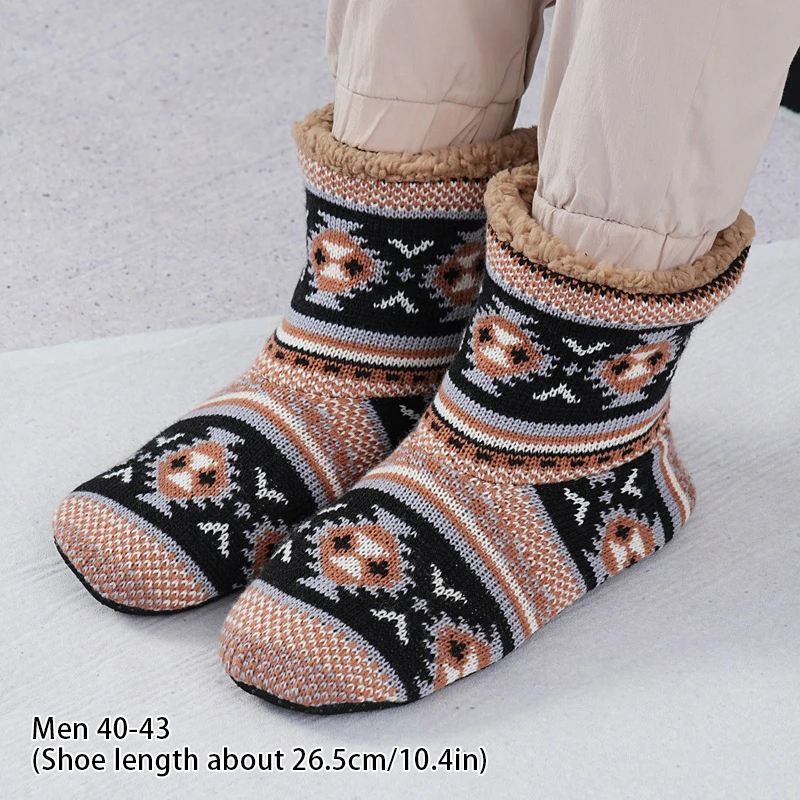 Thickened Plush Floor Socks Winter Warm Faux Fur Slippers Women Men House Floor Non-slip Fluffy Boots Shoes Socks 36-43
