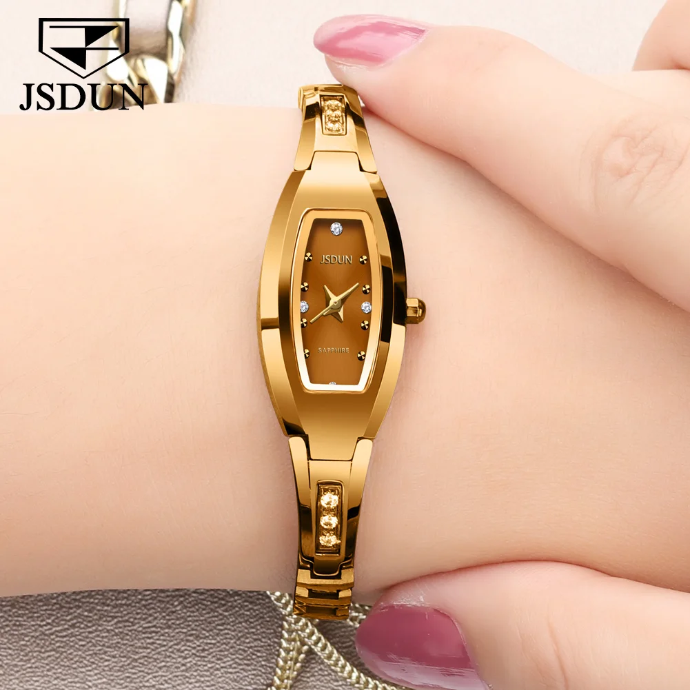 JSDUN 6530 Business Quartz Watch For Women Synthetic Sapphire Mirror Waterproof Hand Clock Tungsten Steel Strap Woman Watches