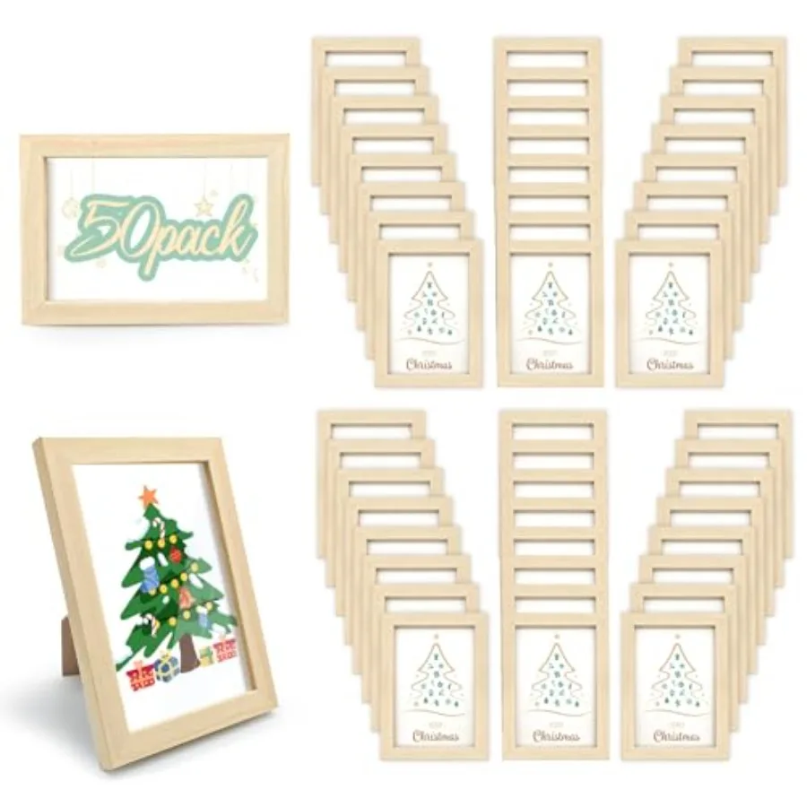 

Набор из 50 фоторамок для фотографий, настенные и настольные, простые, для нескольких фотографий, 4x6 дюймов